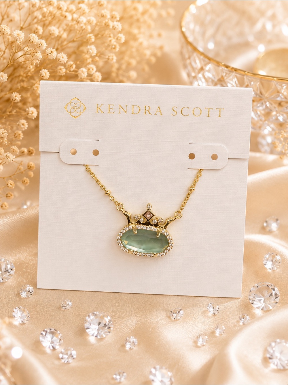 Kendra Scott Elisa Princess Gold Short Pendant Necklace | Green Mother of Pearl